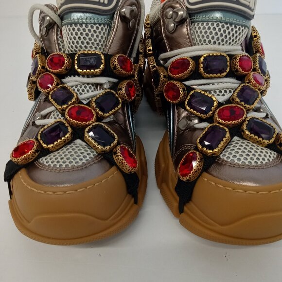 GUCCI Women's 'Multicolor' Flashtrek Sneakers w/ Crystals - EU36/US6 - Picture 4 of 13